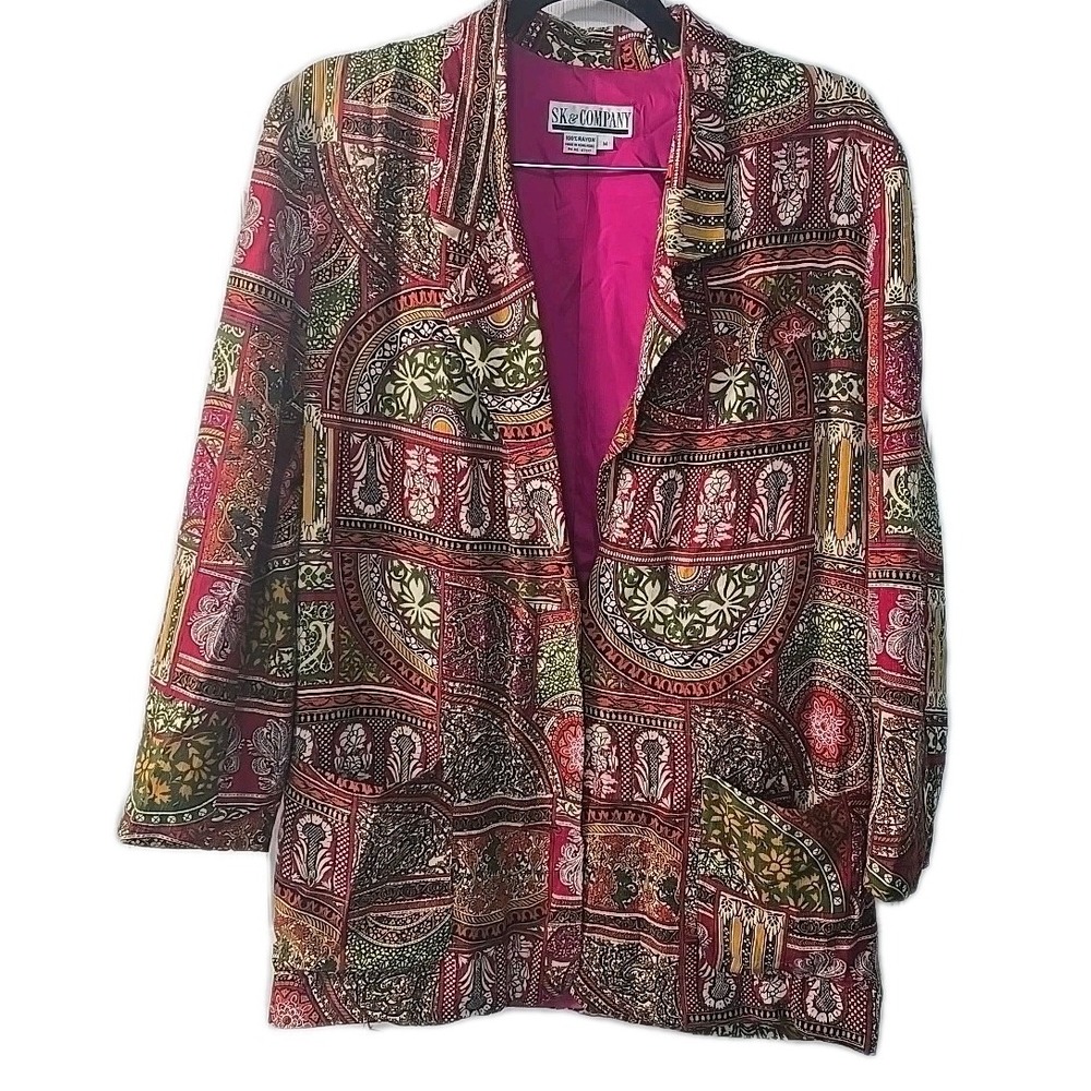 SK & Company Vtg Women's Lined‎ Floral Blazer Jacket w/ Pockets Size Medium